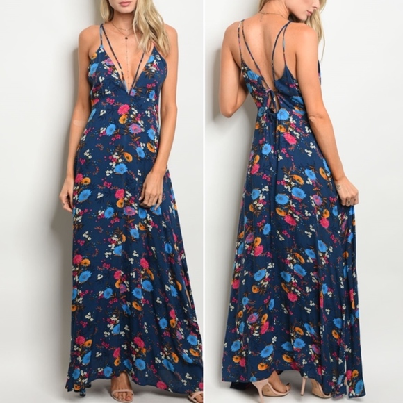 Last 1! STRAPPY DESIGN V PLUNGE MAXI DRESS! - Picture 1 of 4